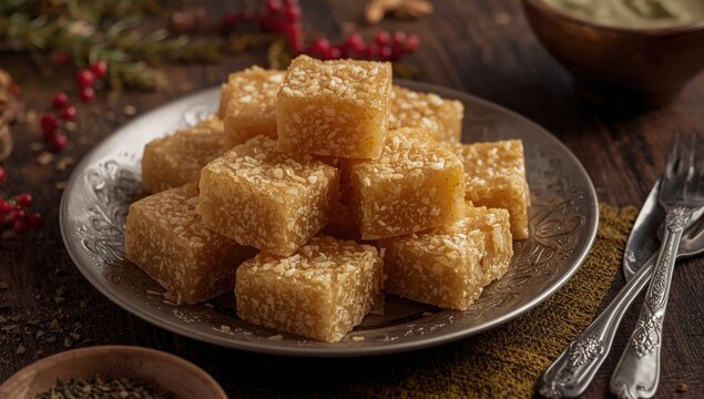 Authentic suji halwa Indian sweet made of semolina ideal for prasad