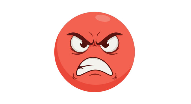 Angry face emoticon with red color.