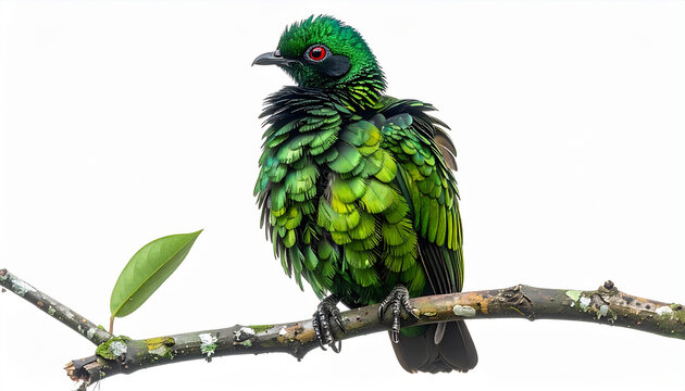 Green bird perched on branch