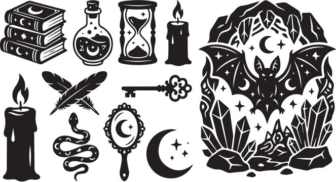 Mystical objects and symbols for magic and spells