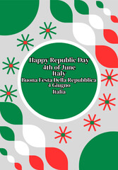Naklejka premium Happy Republic Day Italy 2nd of June Poster Vector. Meaning of Buona Festa Della Repubblica Italia 2 Giugno is Happy Republic Day Italy 2nd of June.