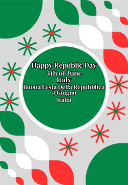 Happy Republic Day Italy 2nd of June Poster Vector. Meaning of Buona Festa Della Repubblica Italia 2 Giugno is Happy Republic Day Italy 2nd of June.