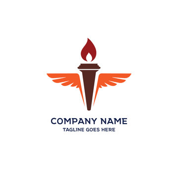 Modern Winged Torch Fire Logo Vector Illustration