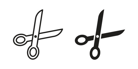 Scissors icon with editable stroke and solid design vectors © shamim