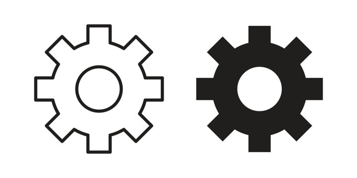 Settings icon with editable stroke and solid design vectors