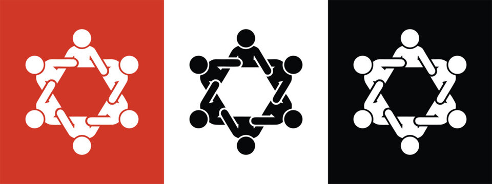 Human Connection Shield Icon, Leadership, Security and Partnership Vector Logo