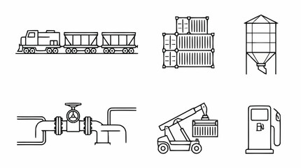 AIndustrial and Transportation Icons Representing Logistics and Energy Sectors © karina