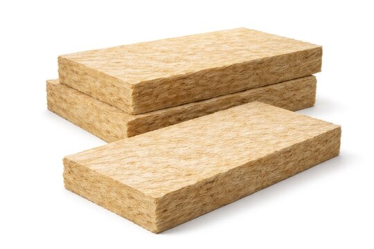 White backdrop showcasing mineral wool insulation for thermal protection with clipping path