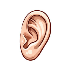 Fototapeta premium Illustration of a human ear in a cartoon style with detailed contours and shading