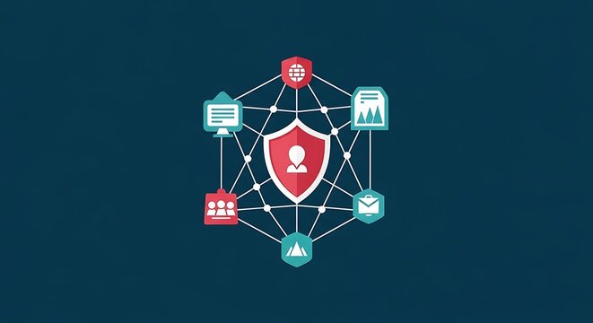 Cybersecurity network protection concept icon.