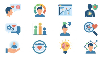 Fototapeta premium Collection of Icons Representing Health and Wellness Concepts.