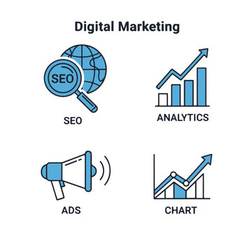 Business growth and seo icon with a mike speacker 