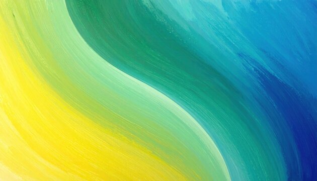 Dipinto Astratto Vibrante con Gradiente di Colore Ondulato da Giallo a Blu Profondo