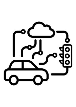 V2X Vehicle To Everything Signal Icon for Smart Mobility