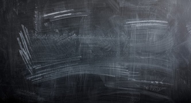 Blank blackboard restaurant menu with white chalk smudges and copy space for text