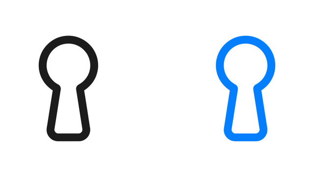 Set of Two Minimalist Keyhole Icons in Black and Blue Outlines