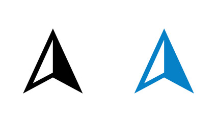 Fototapeta premium Navigation arrow icons for GPS and location tracking in black and blue colors