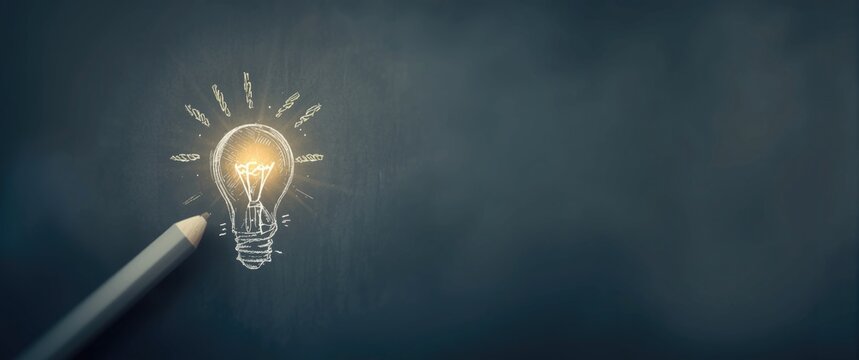 Bright chalk sketch representing idea development merged with implementation for accomplishment