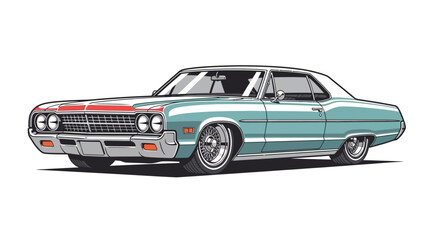 Obraz premium Retro vintage american car on white background
