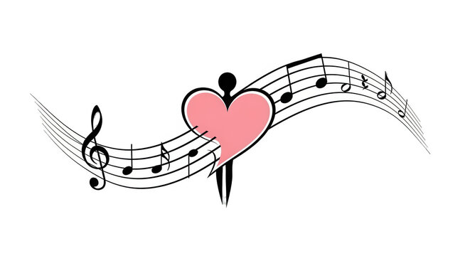 musical heart figure dancing with musical notes on a white background symbolizing music love music related projects
