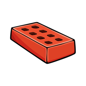 Illustration of a single red building brick with visible holes on its surface