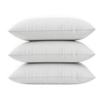 stacked white pillows on a flat surface on the transparent background, png