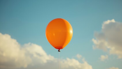 Obraz premium Cheerful orange balloon sailing smoothly in bright daylight