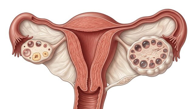PCOS Ovarian Cyst Disorder Medical Illustration