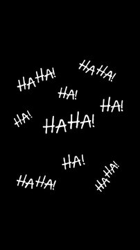 White Hand-Drawn HAHA Comic Text Doodle Isolated Alpha Channel Animation, stream video overlay funny laugh vertical social media motion design element