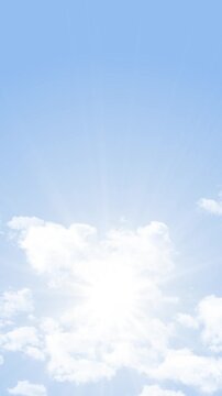 Sun Rays And Soft Clouds Blue Bright Sky animation, Spring and Summer Sky Meditation and Nature Visuals vertical social media motion background