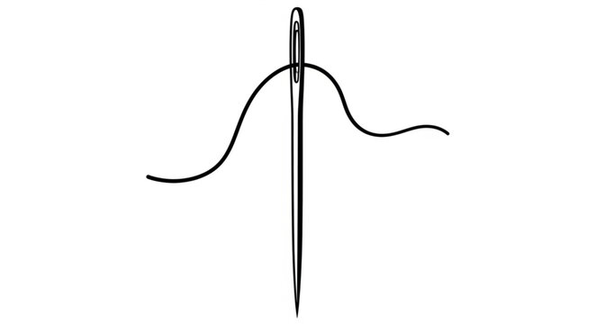 Close-up of a sewing needle with thread.