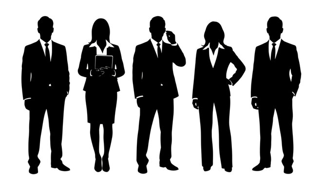 Business people in formal wear standing.