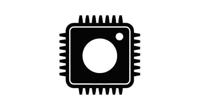 Vector illustration of microchip icon, cpu processor symbol, integrated circuit graphic on a transparent background