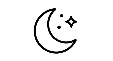 crescentmoon, moon, lineart, minimalist, icon, lunar, celestial, outline, night, astronomy, blackandwhite, symbol, simple, space, vector, illustration, isolated © zpixel