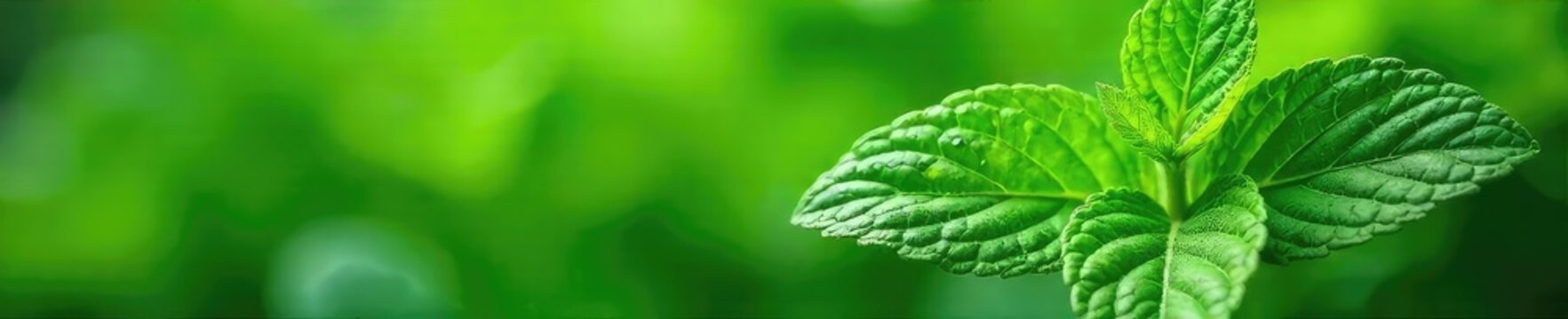 Close-up of fresh peppermint leaves, vibrant green, displaying their essential oil droplets, evoking a feeling of cool refreshment and natural purity , soothing, fragrance, aromatherapy