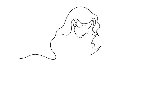 One Line Illustration &ndash; mother day, Mother Hugging Her Baby - mother caressi