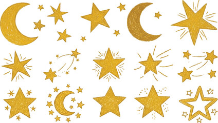 Hand drawn stars planets comets and space elements vector © CreatAr8