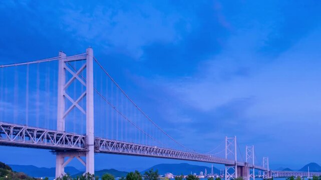 香川県・瀬戸大橋 夕景から夜景 タイムラプス
