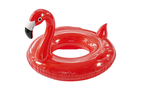 Red flamingo shaped inflatable pool float