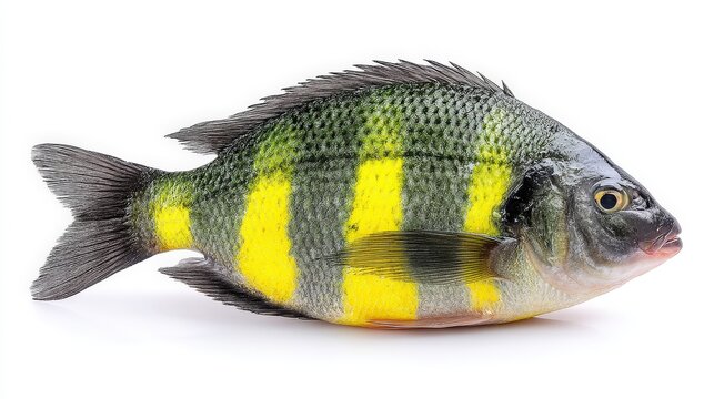 Vibrant Tropical Fish with Striking Yellow and Green Stripes