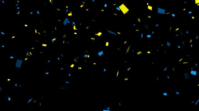 yellow blue confetti rain glowing isolated alpha channel animation,sale, oppening ,birthday party and anniversary celebration social media overlay motion design element
