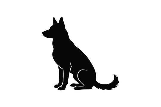 German shepherd silhouette loyal canine companion in black profile