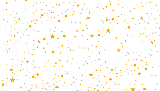 Luxury gold stars and glitter dots scattered on transparent background. Elegant golden twinkle design element.
