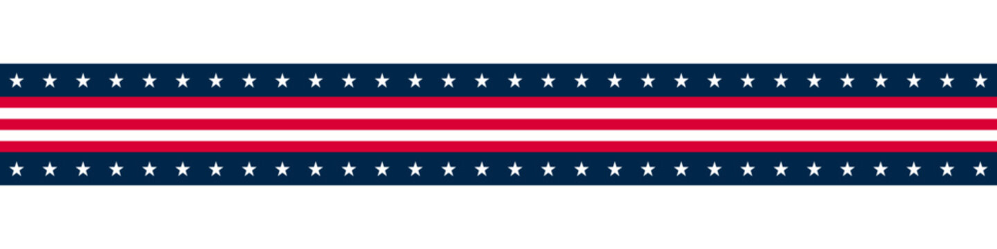 Stars and stripes Ribbon American Flag Background. USA Celebration banner background with Flag of America Decoration for 4th of July Independence Day, Presidents Day, Labor Day. Vector Illustration
