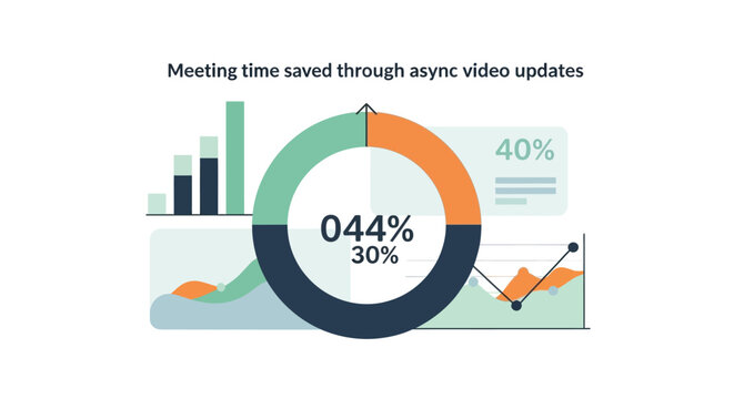 Business Infographic Showing Meeting Time Saved with Async Video Updates, Productivity Data Visualization and Workflow Efficiency Dashboard