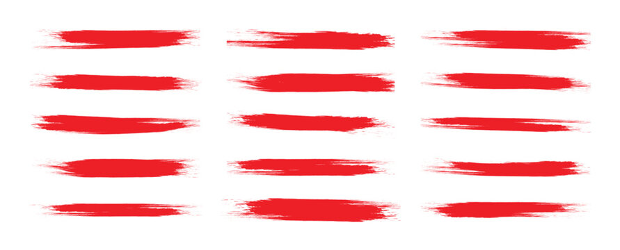 Set of vector red paint brush stroke,Colorful paint strokes. Set of red brush strokes, lines. Grungy brushes collection. Rectangle brush collect ink splatter,Hand drawn brush stroke textures set.