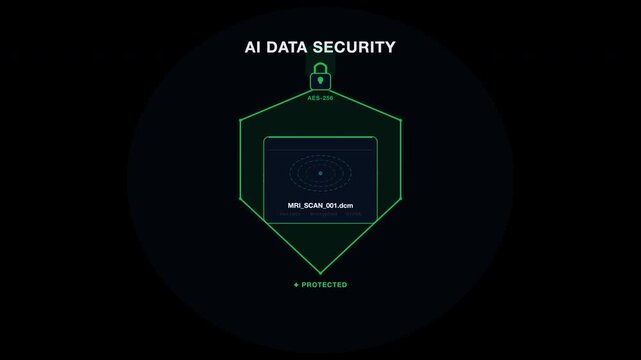 Represents ai data security as a digital protective shield icon. Suitable for cybersecurity concepts, technology presentations, and digital security visuals.