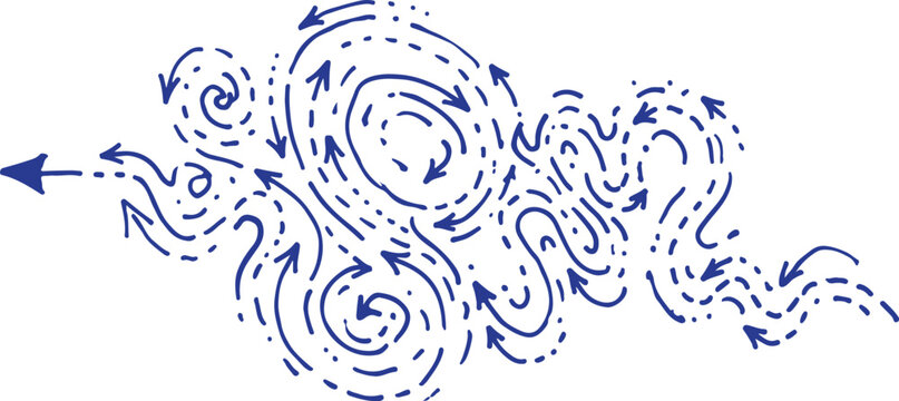 Huge collection of hand drawn swirly arrows and spiral doodles in a sketchy line art style useful for directional cues
