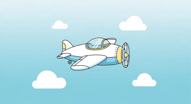 Futuristic Flying Car in Sky with Clouds Illustration.