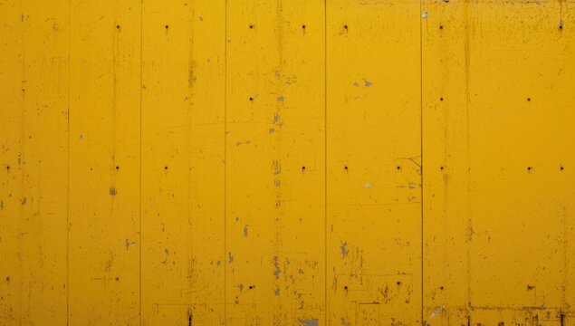 Bright Yellow Metal Wall with Visible Welds Front Perspective, Textured Background